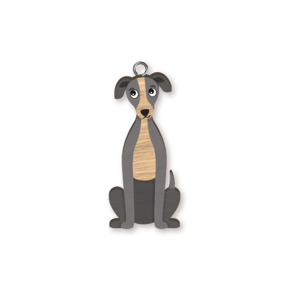8pc Greyhound Wooden Key Ring Pendant Hanging Accessory
