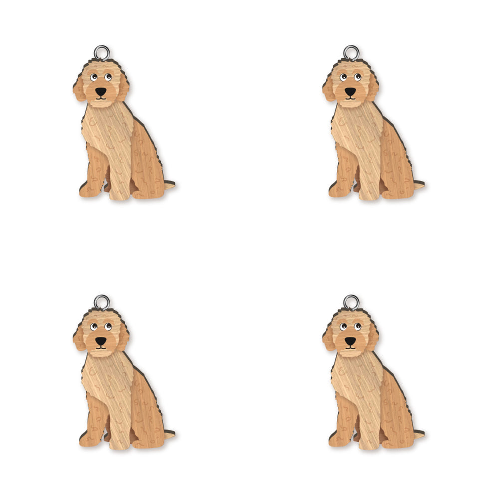 4pc Labradoodle Wooden Key Ring Pendant Hanging Accessory