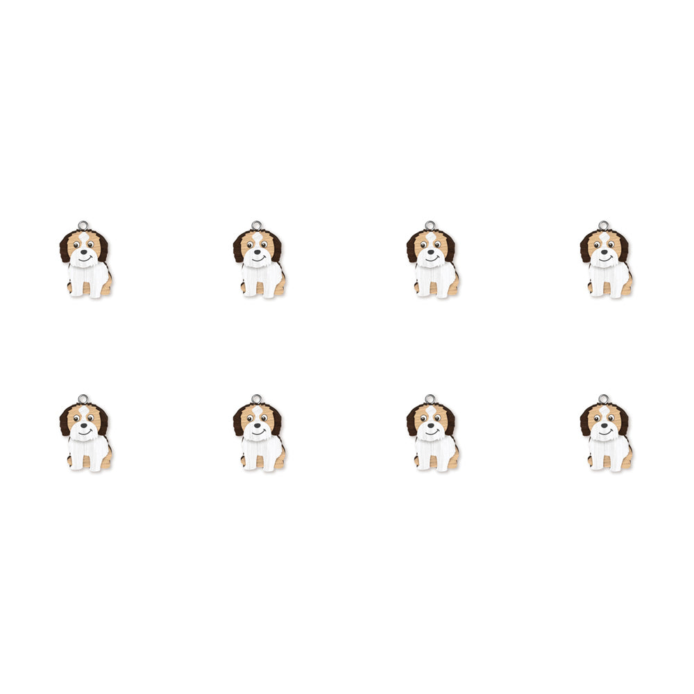 8pc Shihtzu Wooden Key Ring Pendant Hanging Accessory