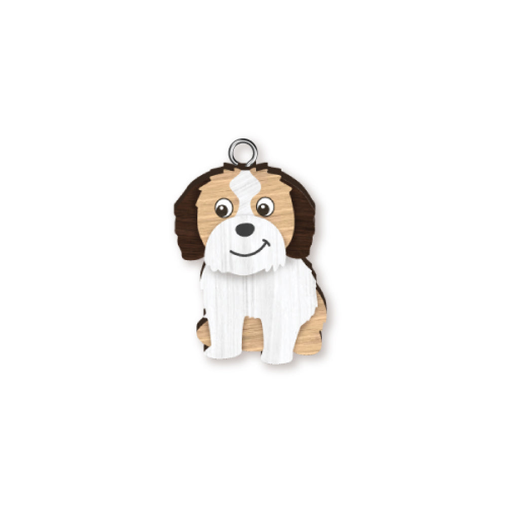 8pc Shihtzu Wooden Key Ring Pendant Hanging Accessory
