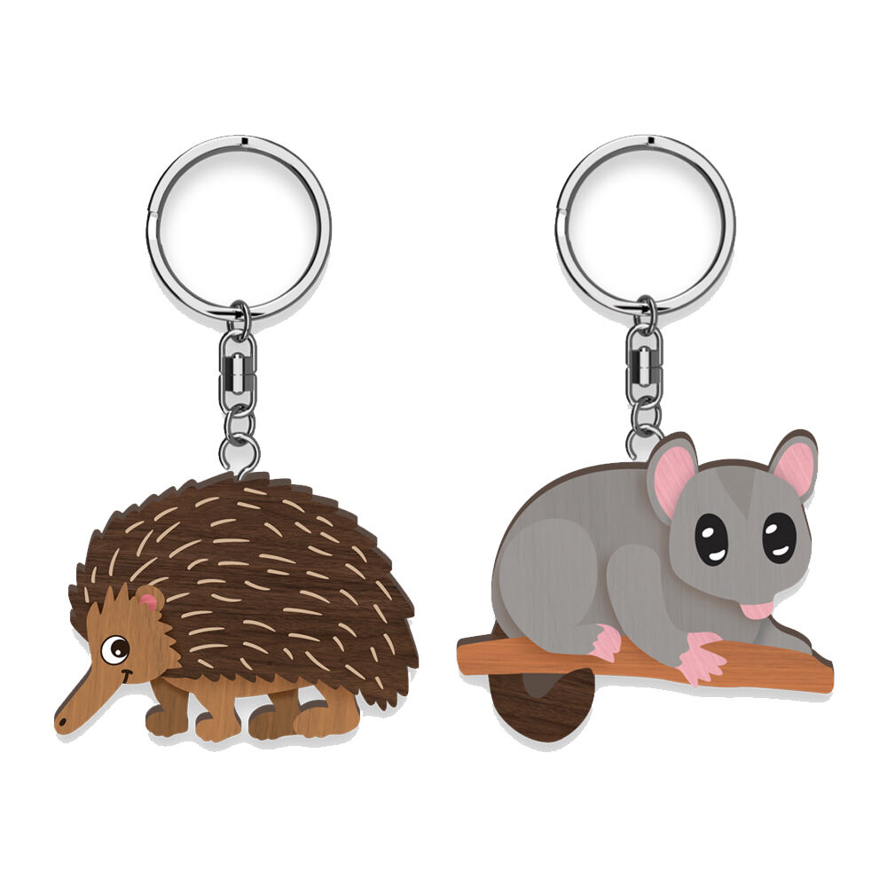 6pc LMD Echidna/Possum Handmade Hanging Keyring Keychain Combo Set