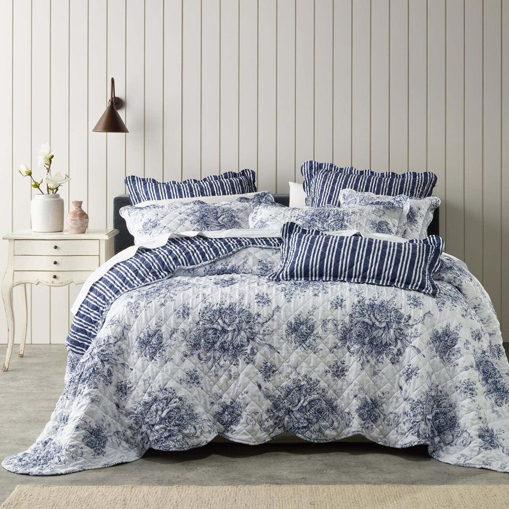 Bianca Amorette French Provincial Inspired Polyester Blue Bedspread King Single