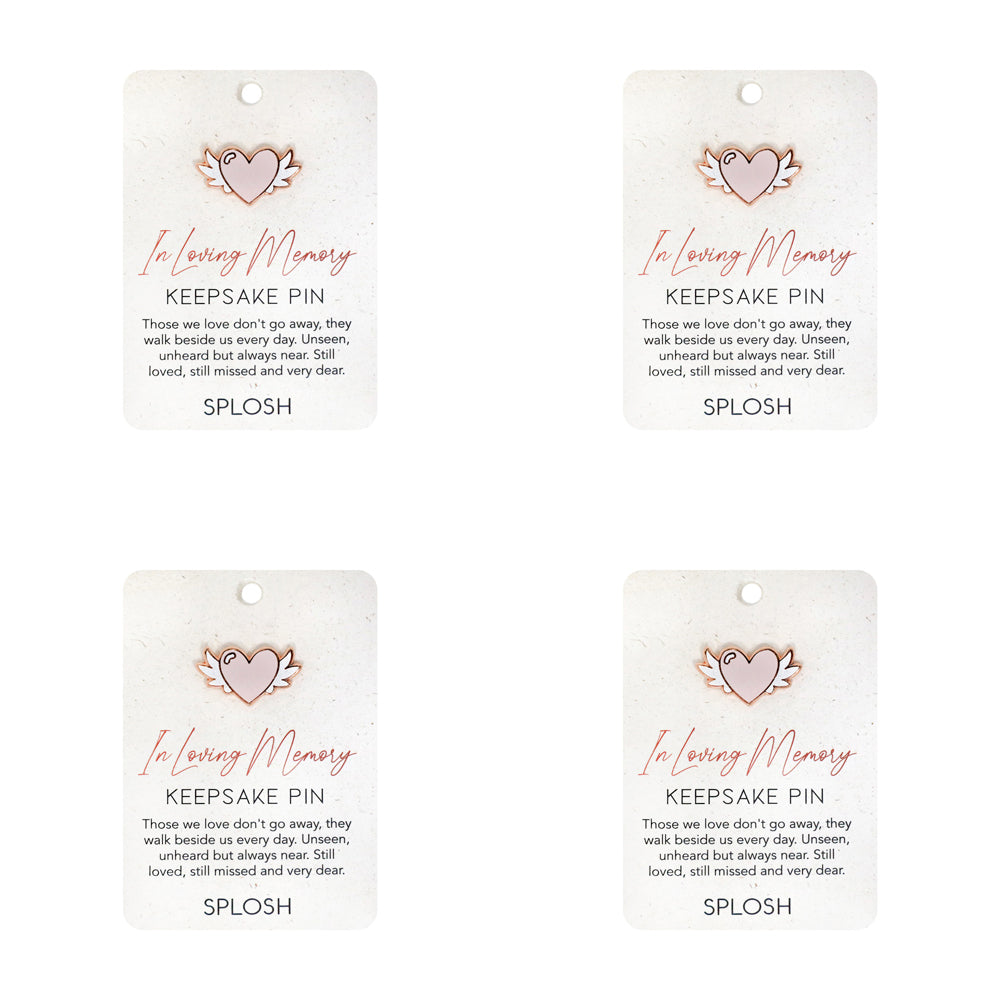 4PK Splosh In Loving Memory Heart/Wings Keepsake Pin 7.5x11cm
