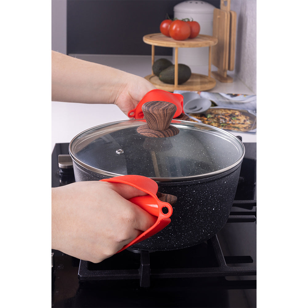 2x 2pc Cook Easy Silicone Holder/Pad Cookware Grippers - Red
