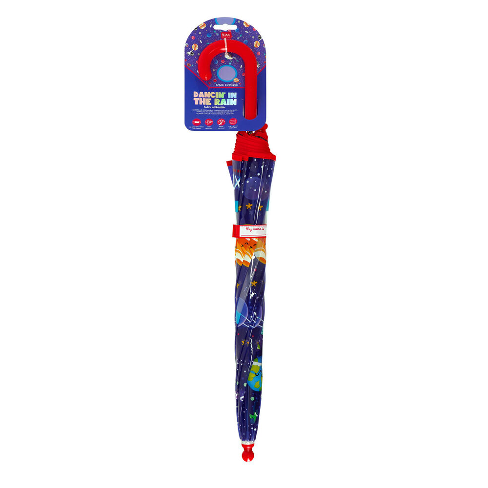Legami Wind-Resistant Dome Umbrella Kids/Children Clear/Blue Space