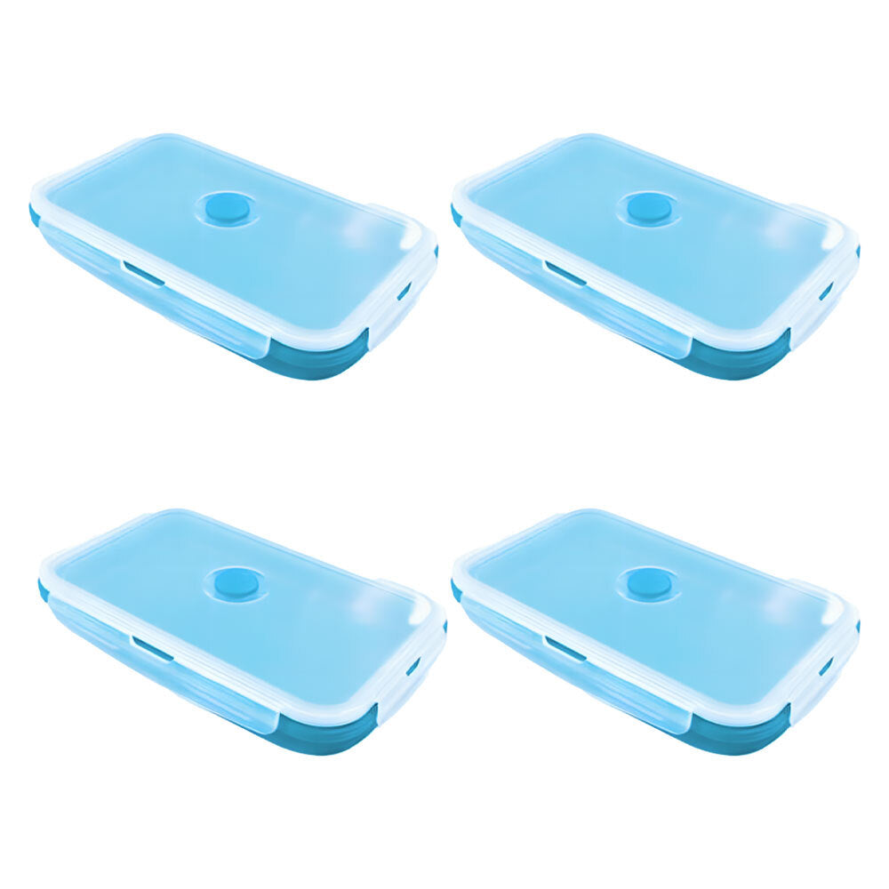 4PK Kuvings Pack & Stack Silicone 18cm Rectangle Lunch Box - Blue