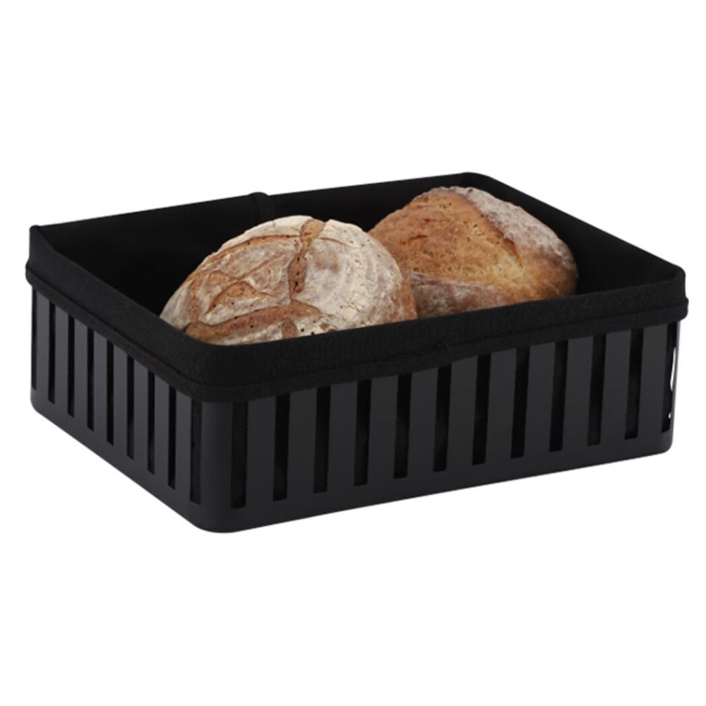 2PK Hudson Wireware Range Bread Rectangle Basket w/ Cotton line Black