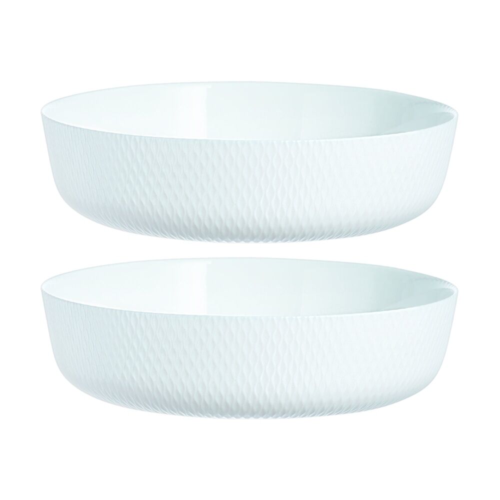 2PK Luminarc Smart Wavy Round Baking Dish 26x7cm Bakeware Opal Glass White
