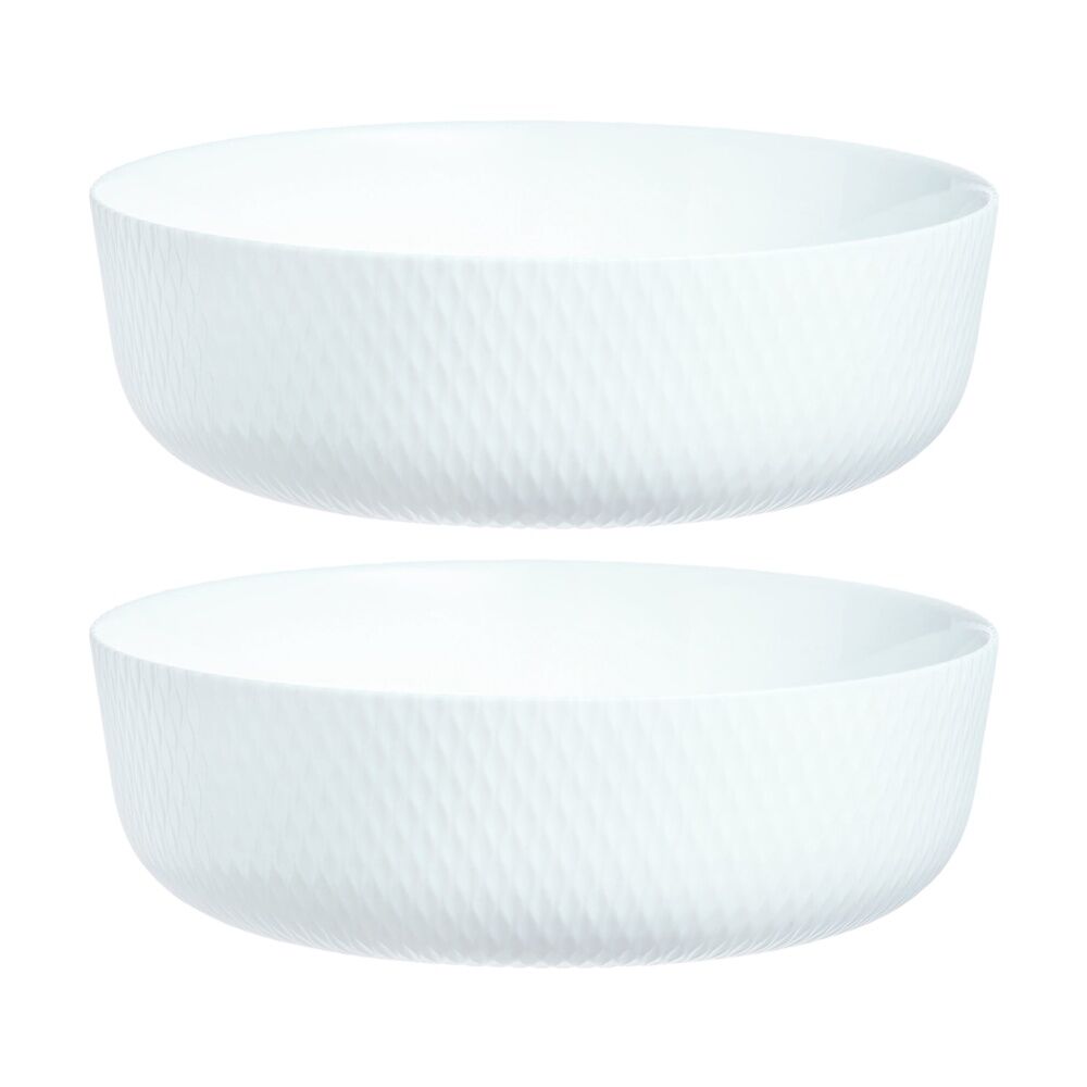 2PK Luminarc Smart Wavy Round Baking Dish 22x7cm Bakeware Opal Glass White