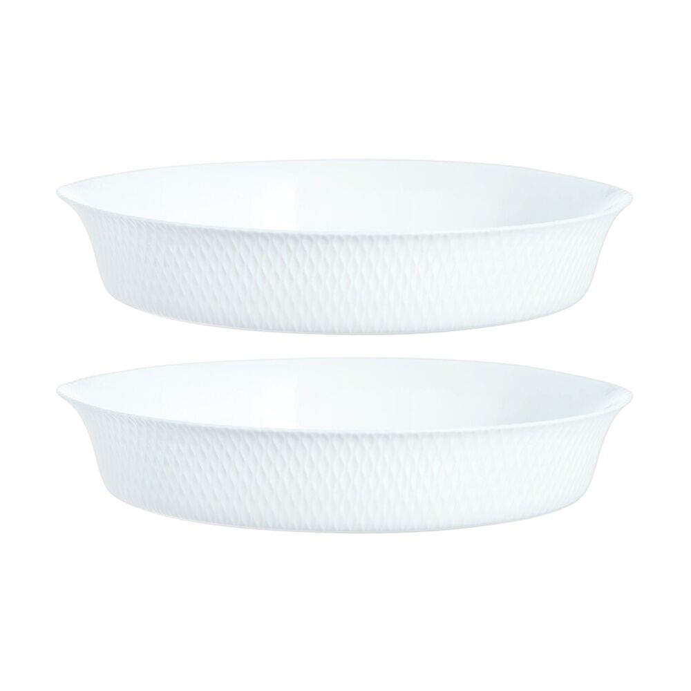 2PK Luminarc Smart Wavy Baking Tart Dish 28x5cm Bakeware Opal Glass White