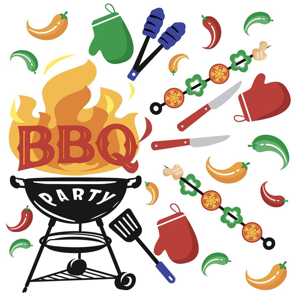 120pc Paper+Design Luncheon 3-Ply Napkin 33x33cm - Bbq Mix
