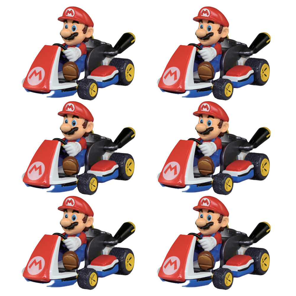 6PK Nintendo Mario Kart Pull Back Racers Blind Capsules Model Car 3y+ Assorted