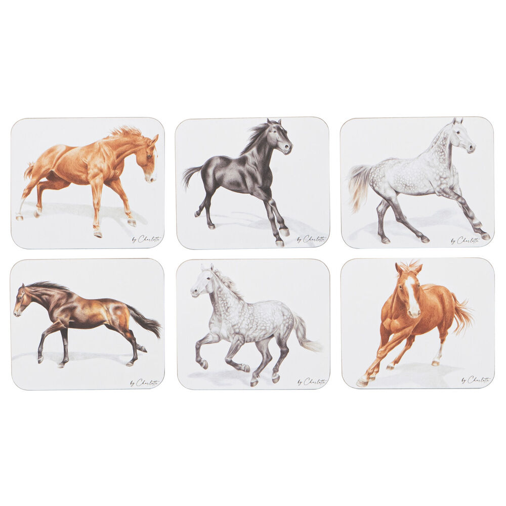 6pc Ashdene Horses By Charlotte Cup Mug Drinking Mat Coaster 11x9.7cm