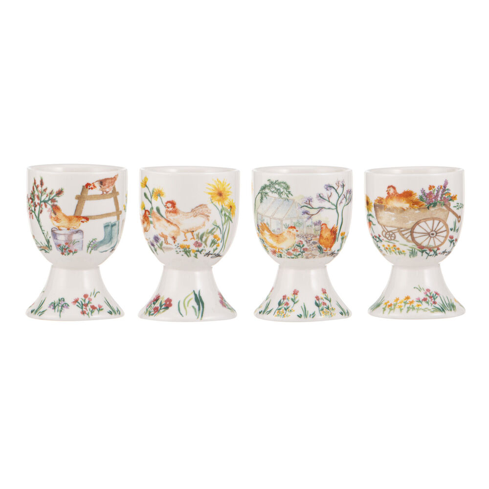 4pc Ashdene Garden Hens Boiled Egg Serving Cup Stand Holder 5x6.5cm