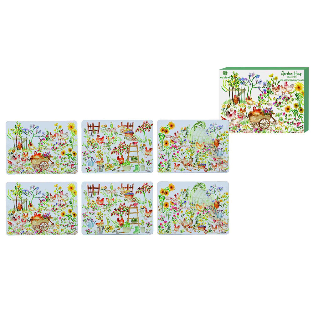 6pc Ashdene Garden Hens Rectangle Kitchen Dining Table Placemat 29x21.5cm