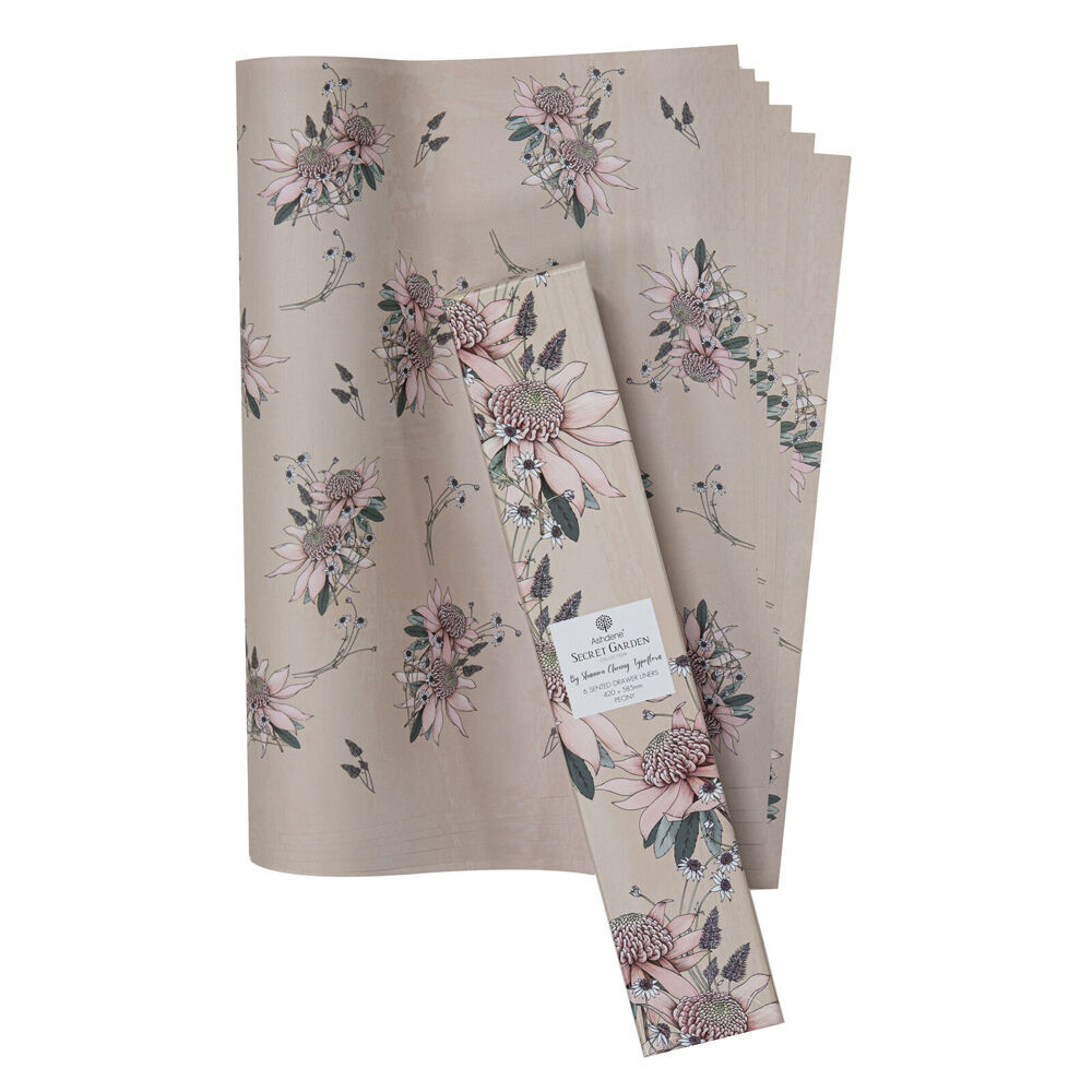 2x 6pc Ashdene Secret Garden Peony Scented Fragrant Drawer Liners 42x58.5cm
