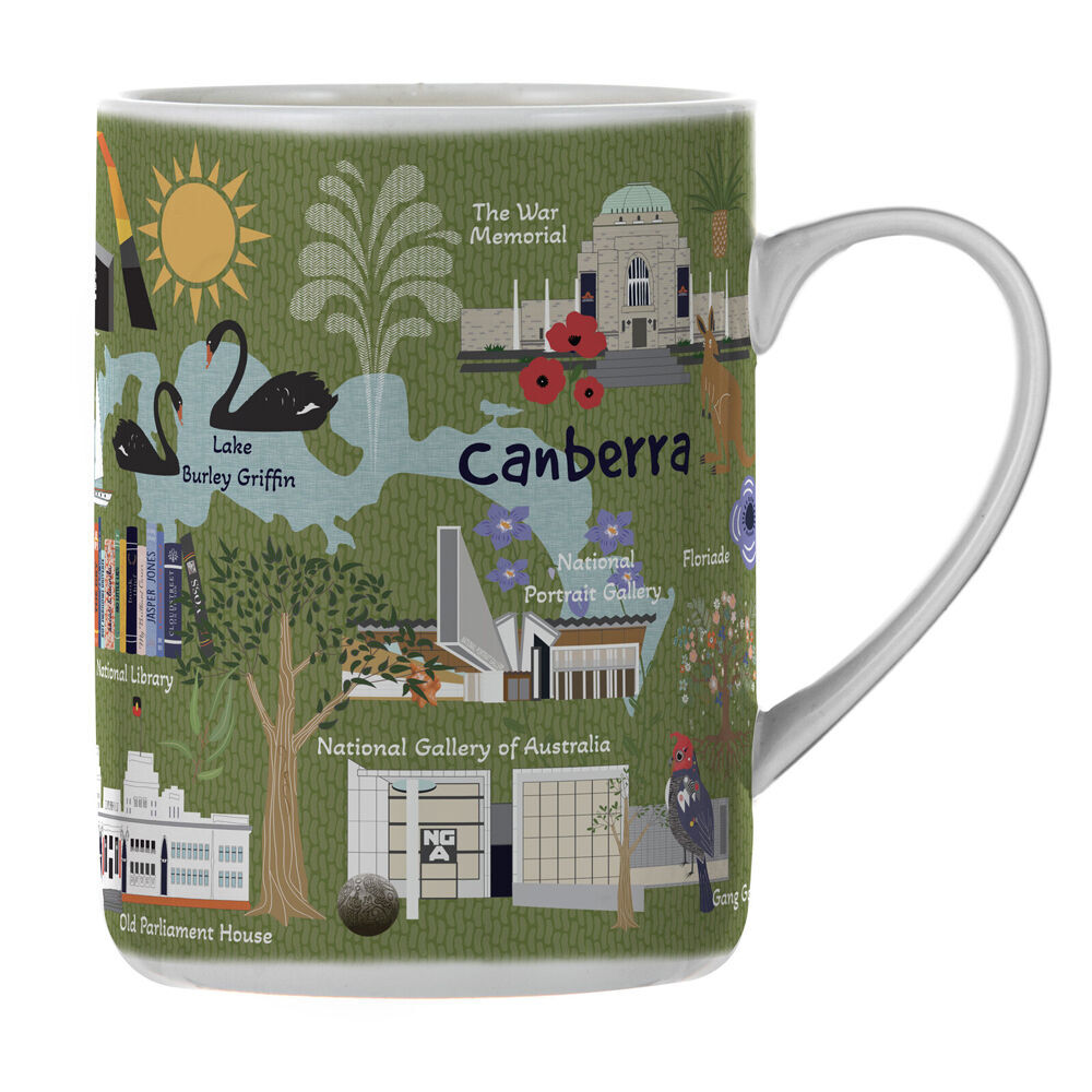 2PK Ashdene Land Down Under Canberra Bone China Drinking Mug Green 370ml