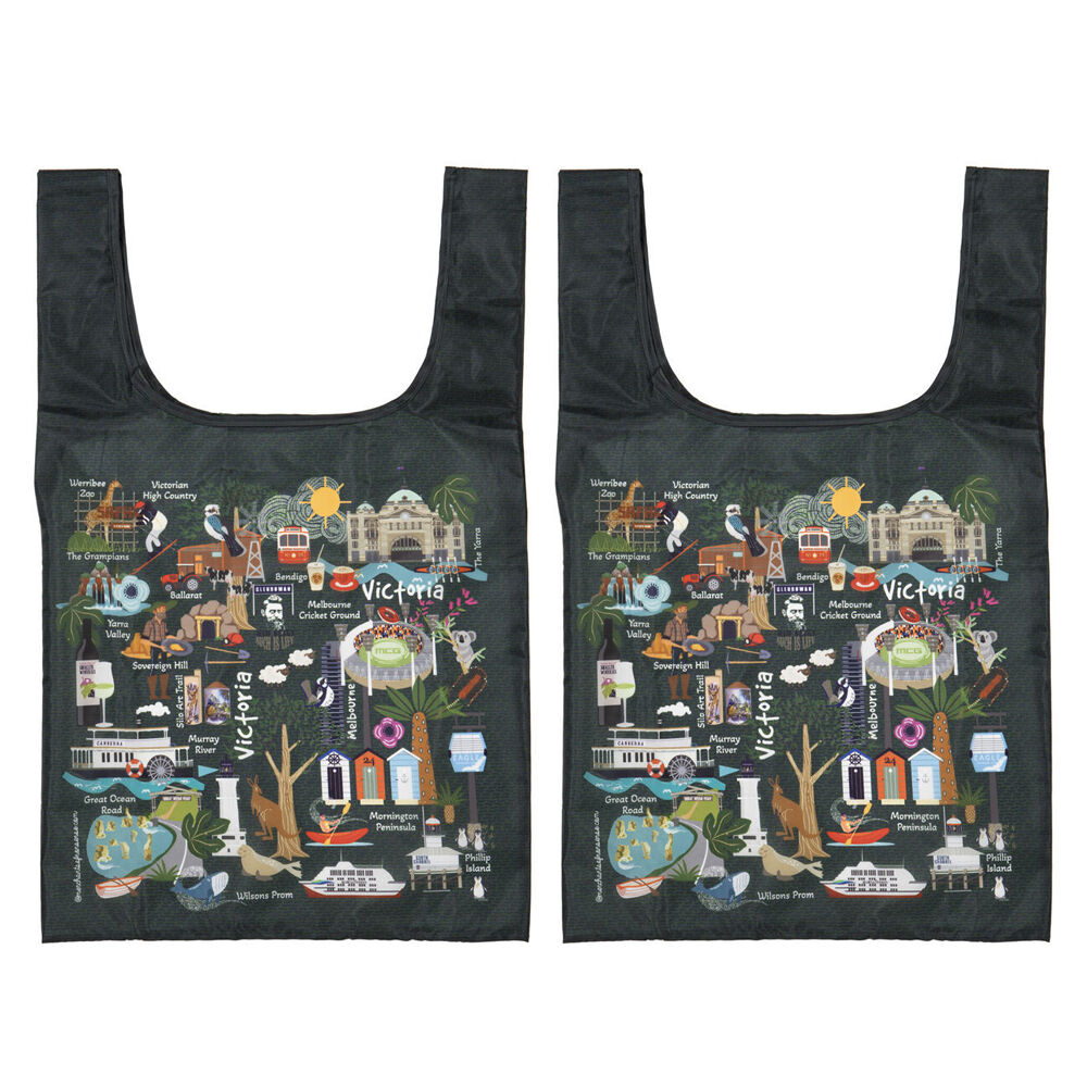 2PK Ashdene Land Down Under Vic Reusable Grocery Shopping Bag 36x64cm