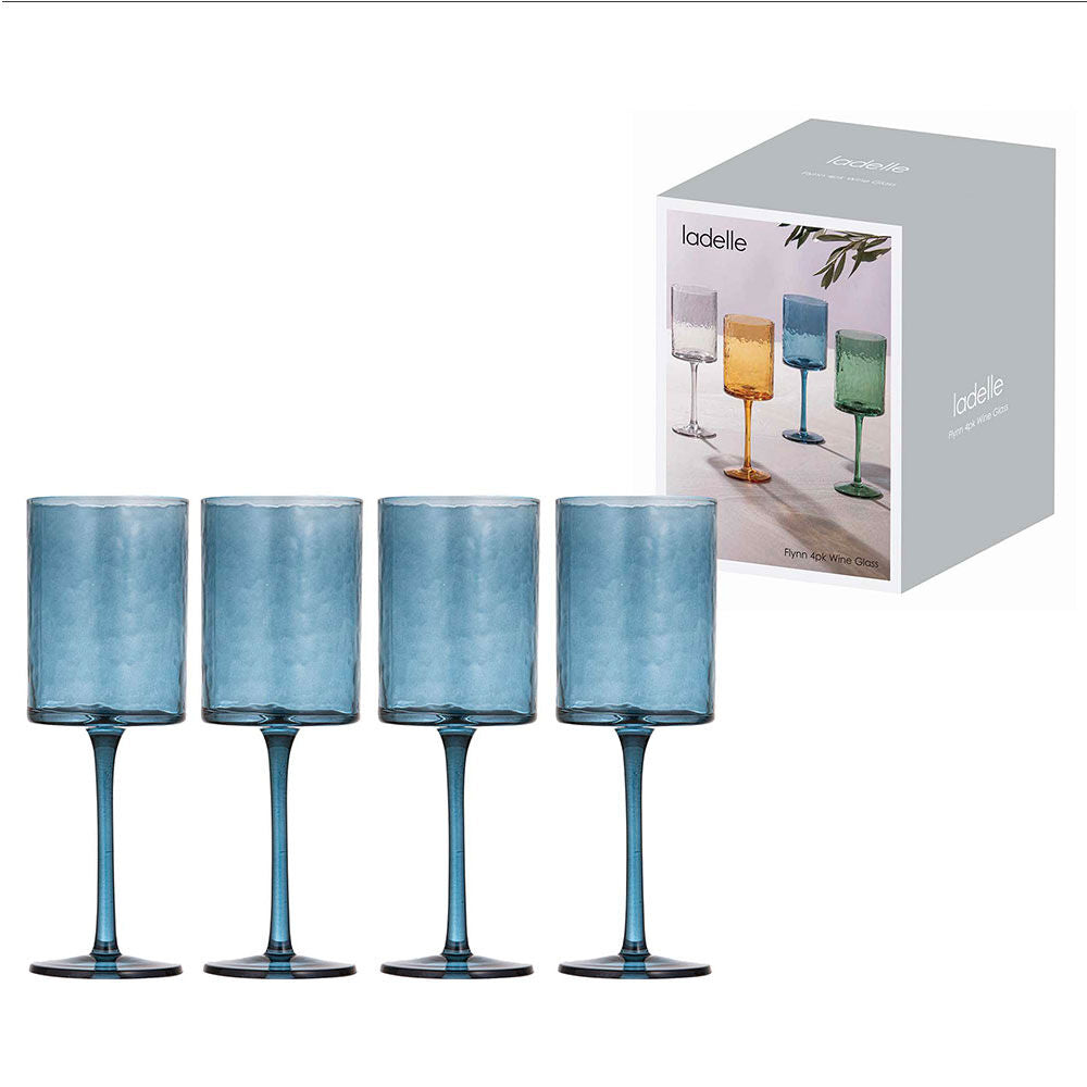 4pc Ladelle Flynn Glass Tumbler Cup Drinkware 22cm - Blue