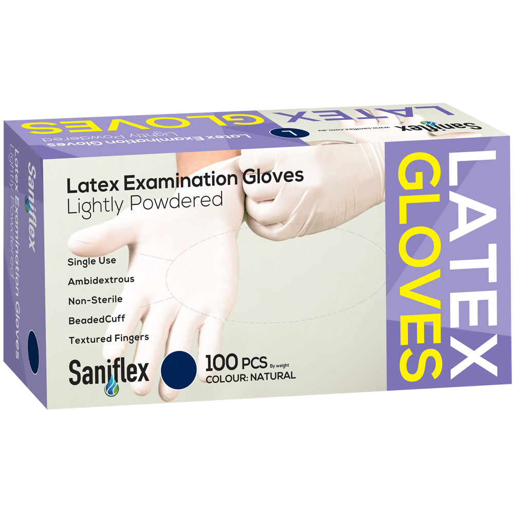 500pc Saniflex Latex Lightly Powdered Gloves- Natural- Size XS
