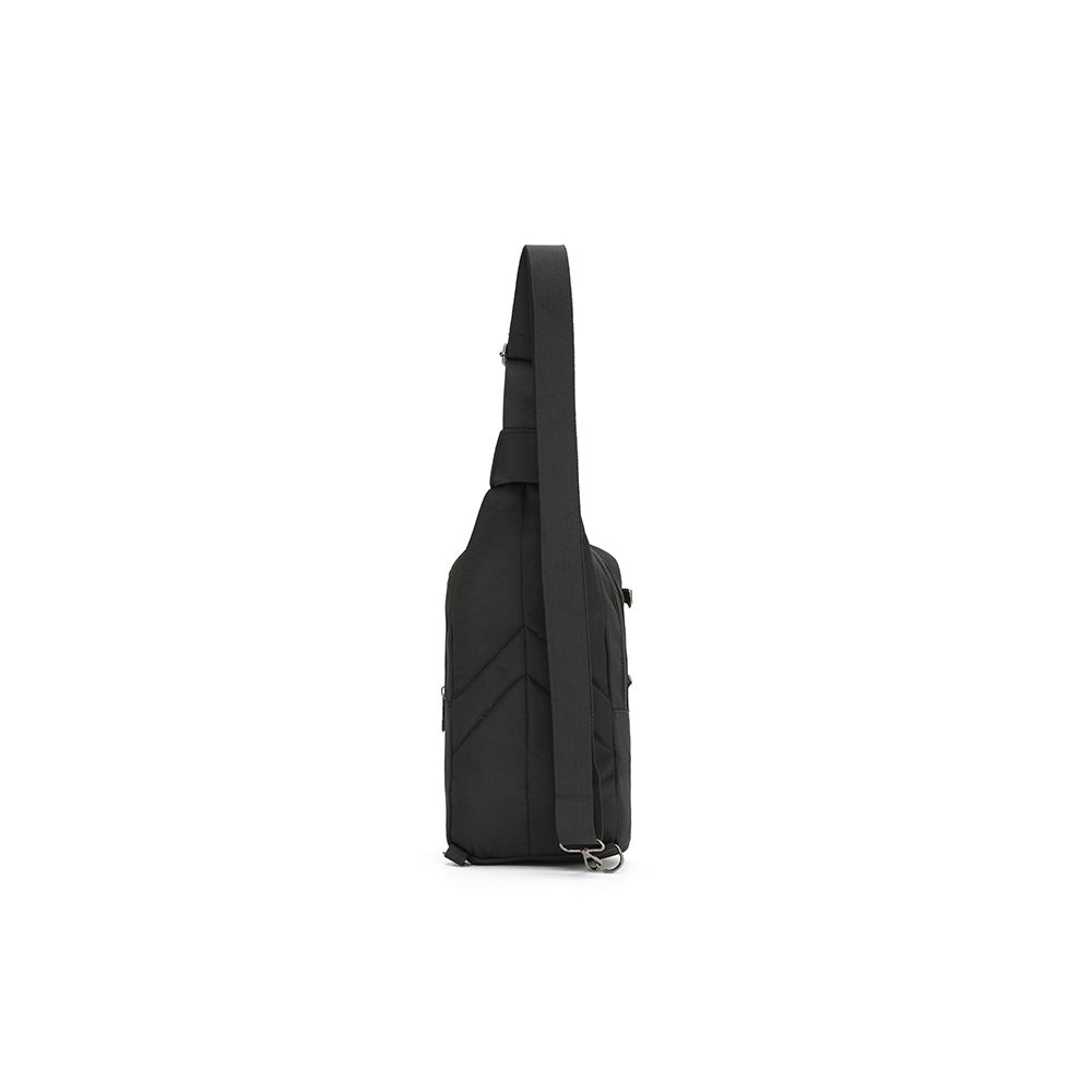 Louis Berry Canvas Mens Nylon Sling Bag 30x13cm - Black