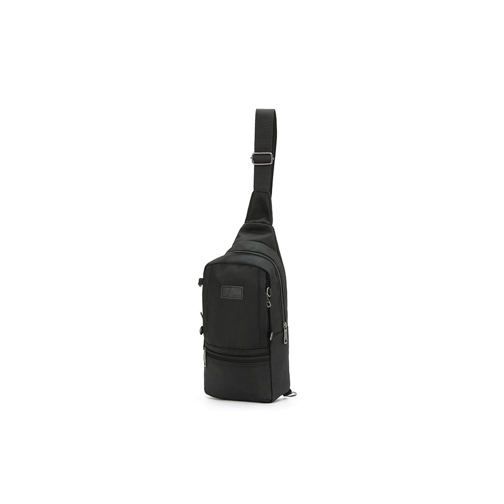 Louis Berry Canvas Mens Nylon Sling Bag 30x13cm - Black