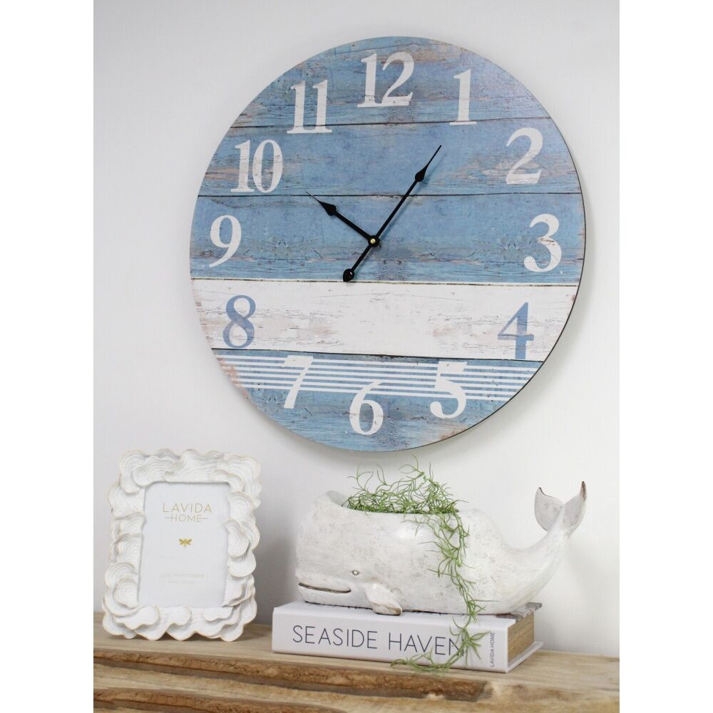 LVD Beach House Hanging Wall Clock Analogue 58cm Round Decor