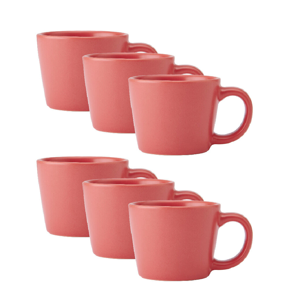 6PK La Cafetiere Ceramic Coffee Espresso Drinking Cup Mug 8x8x5cm Red