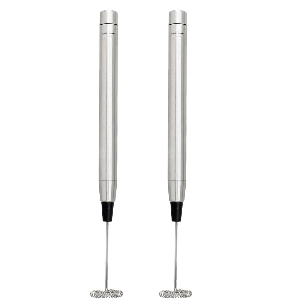 2PK La Cafetiere Portable Handheld Stainless Steel Drinks Milk Frother 2x1x10cm