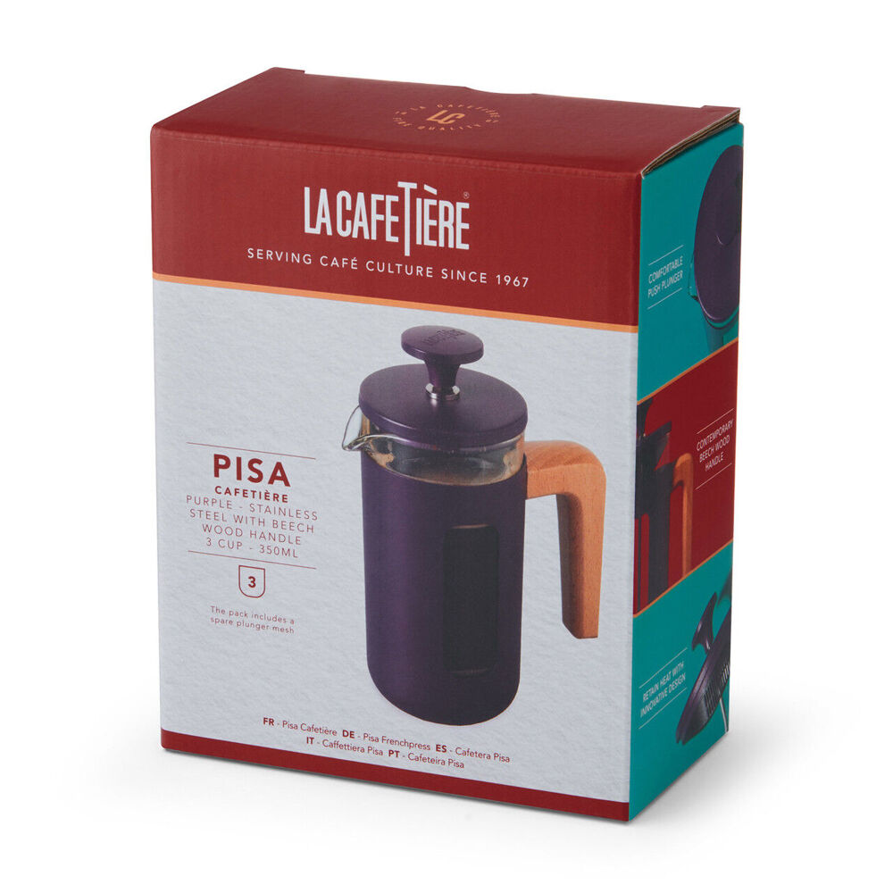 La Cafetiere Pisa 3-Cup Cafetiere Glass Coffee Press - Purple