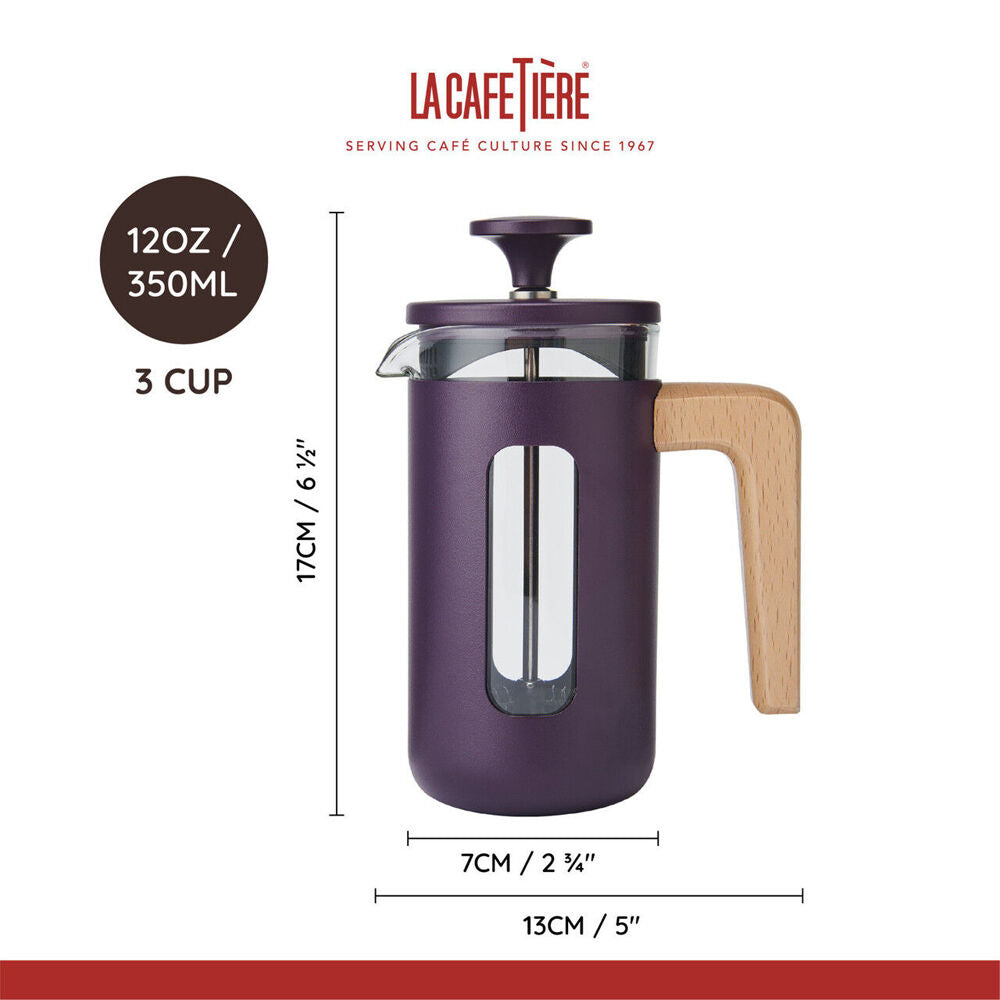 La Cafetiere Pisa 3-Cup Cafetiere Glass Coffee Press - Purple