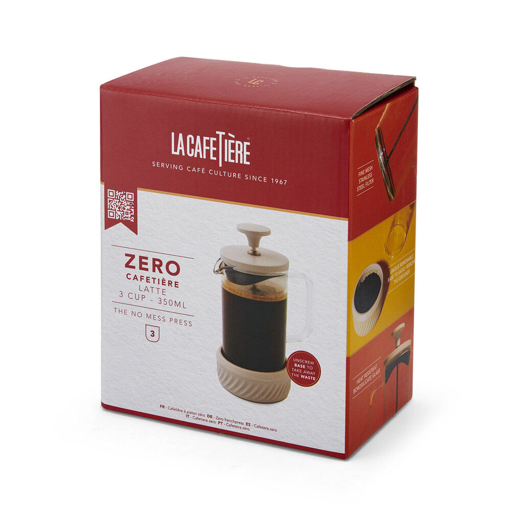 3pc La Cafetiere Zero 3-Cup No Mess French Press 350ml - Latte