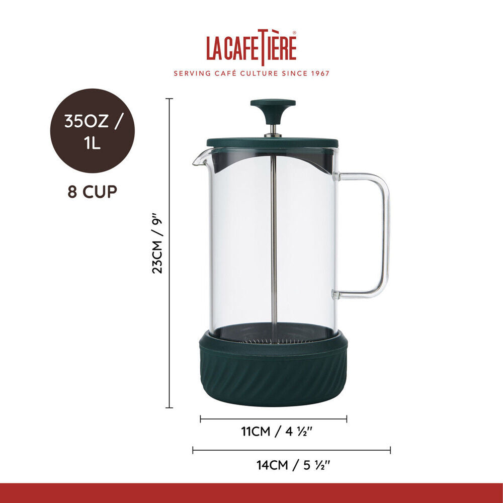 3pc La Cafetiere Zero 8-Cup No Mess French Press - Green