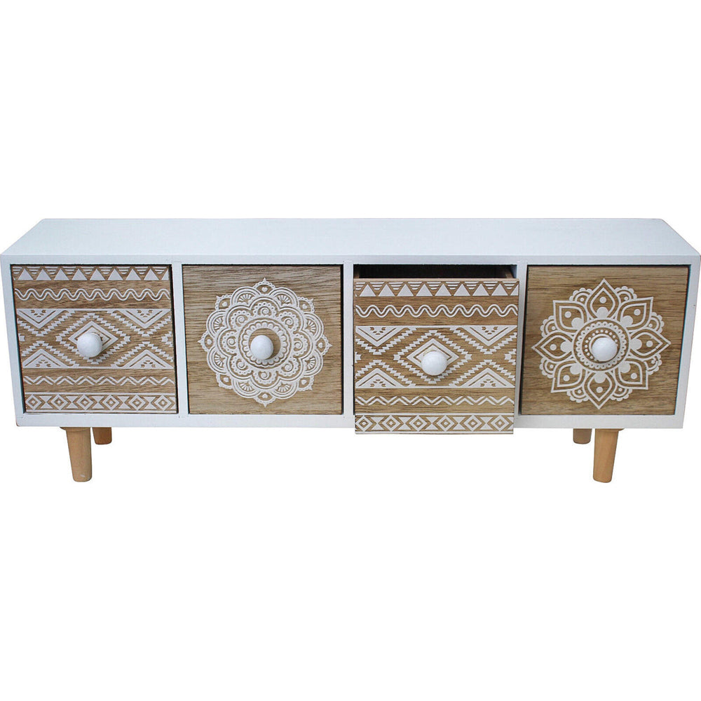 LVD MDF Nevada 4-Drawer 43cm Long Cabinet Furniture Rectangle - Natural/White