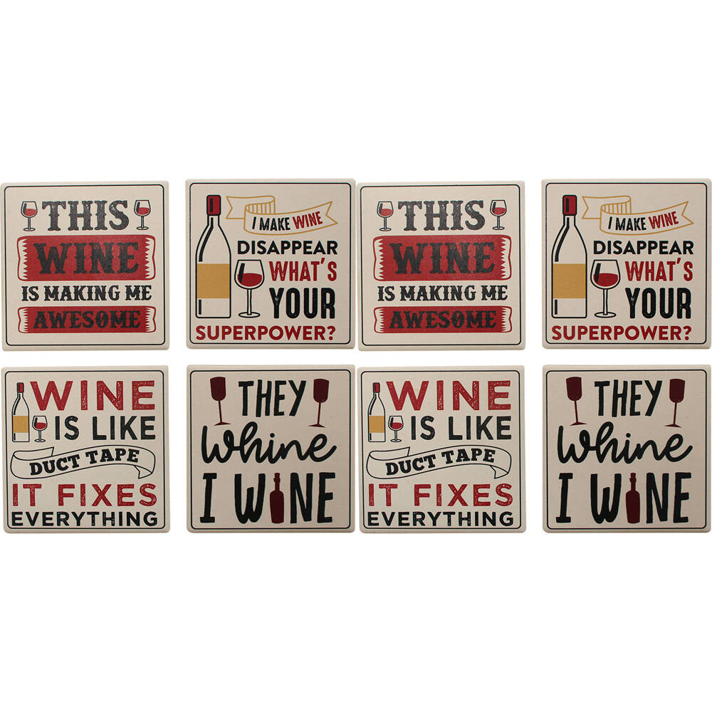 8pc LVD Ceramic Coasters Table Protector Square 9x9cm - Wine