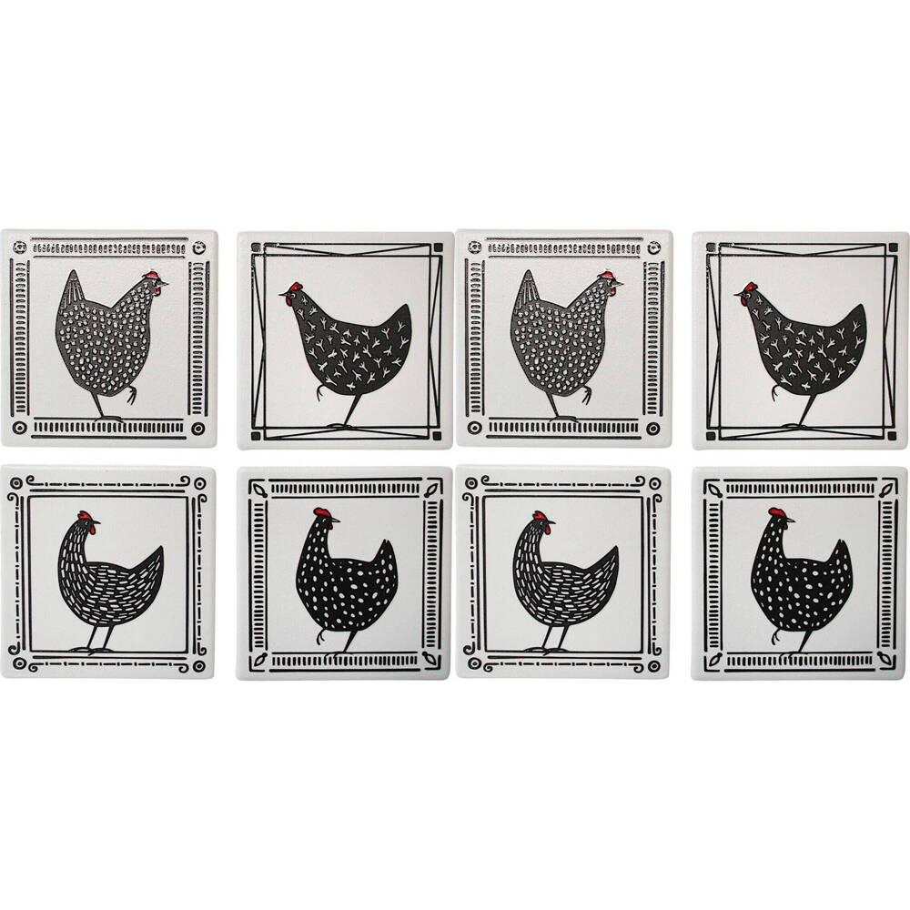 8pc LVD Ceramic Coasters Table Protector Square 9x9cm - Cluckers