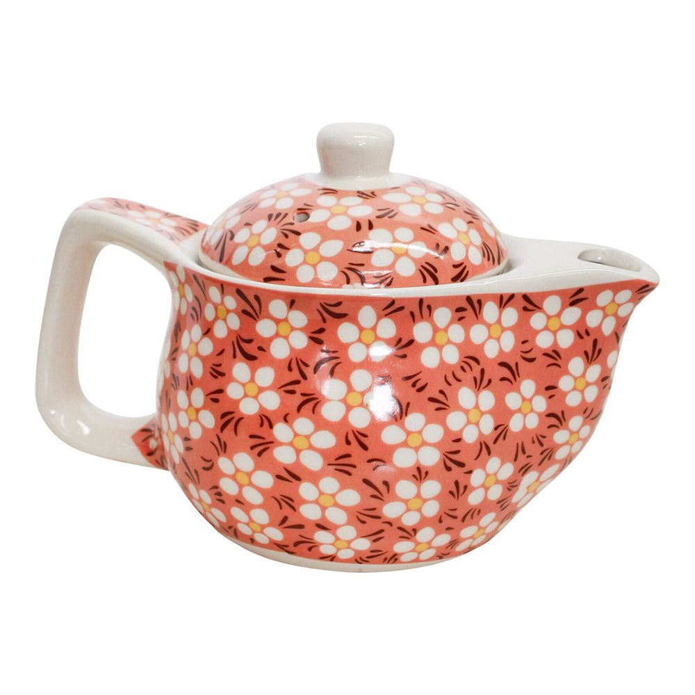 2PK LVD Curve Daisy 15cm Ceramic Teapot w/ Infuser - Peach