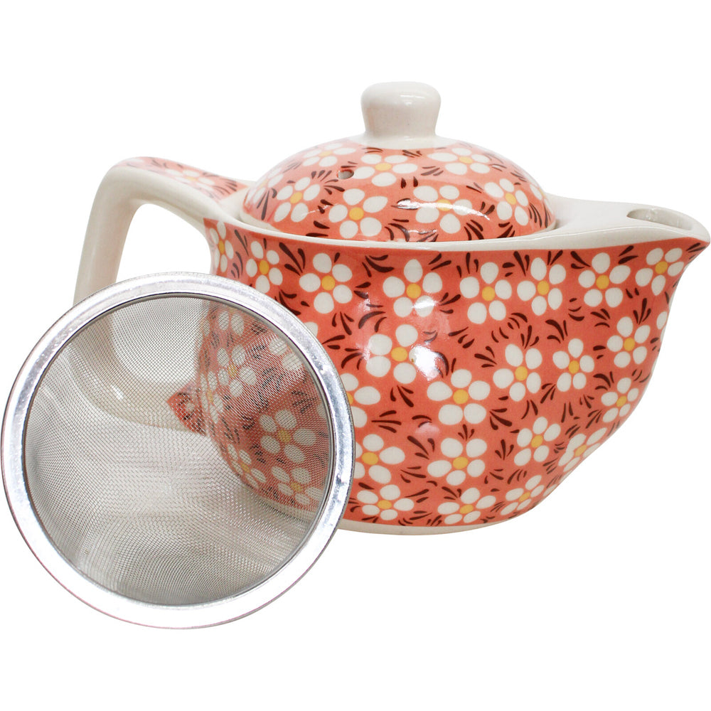 2PK LVD Curve Daisy 15cm Ceramic Teapot w/ Infuser - Peach
