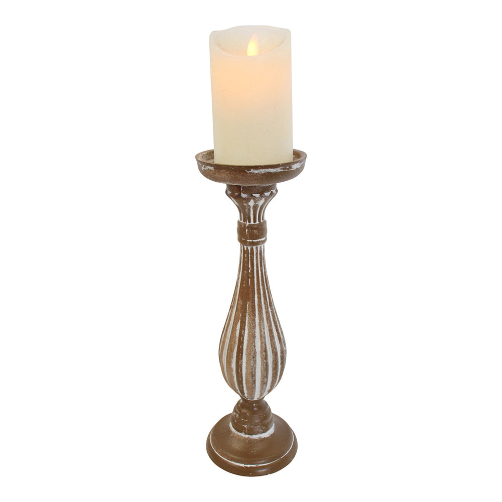 2PK LVD MDF Potts 33cm Pillar/Taper Stick Candle Holder - Natural