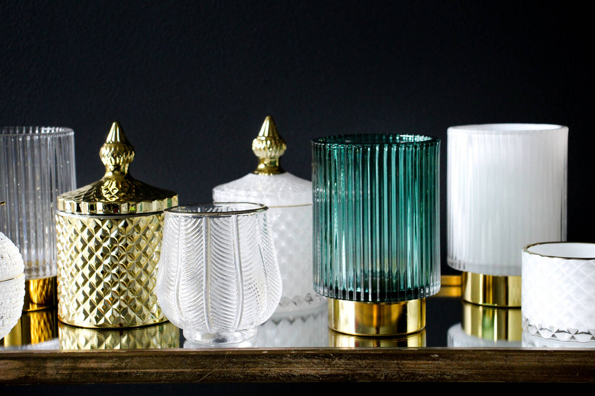 3PK LVD Glass Votive Candle Holder Storage 7cm - Dime White