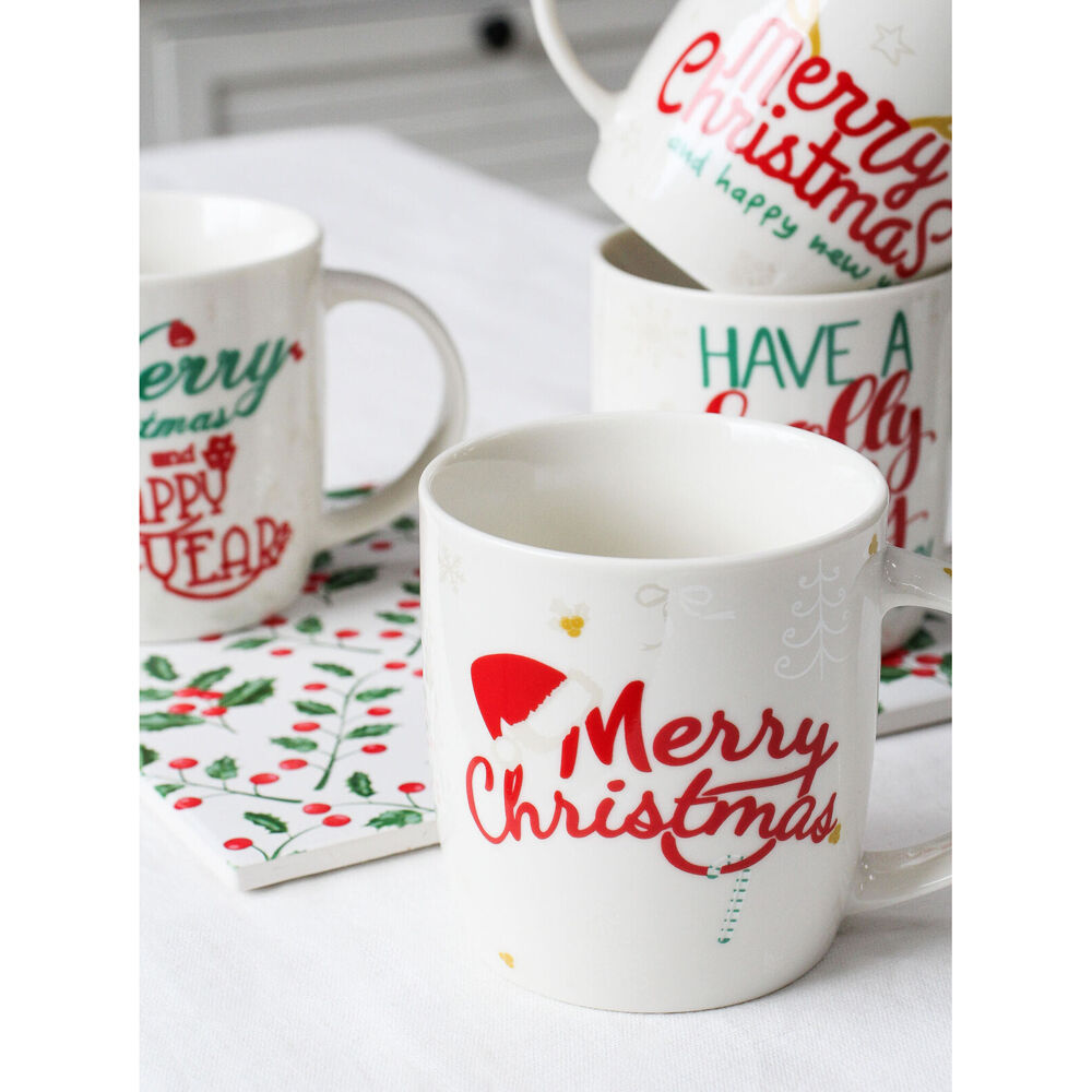 4PK LVD 12x9cm Christmas Mug Coffee Cup Assorted