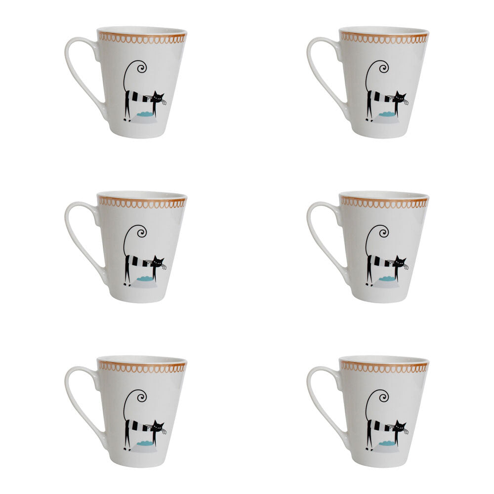 6PK LVD Ceramic Coffee Mug Cat Tails Home/Kitchen Drinkware 12cm Assorted