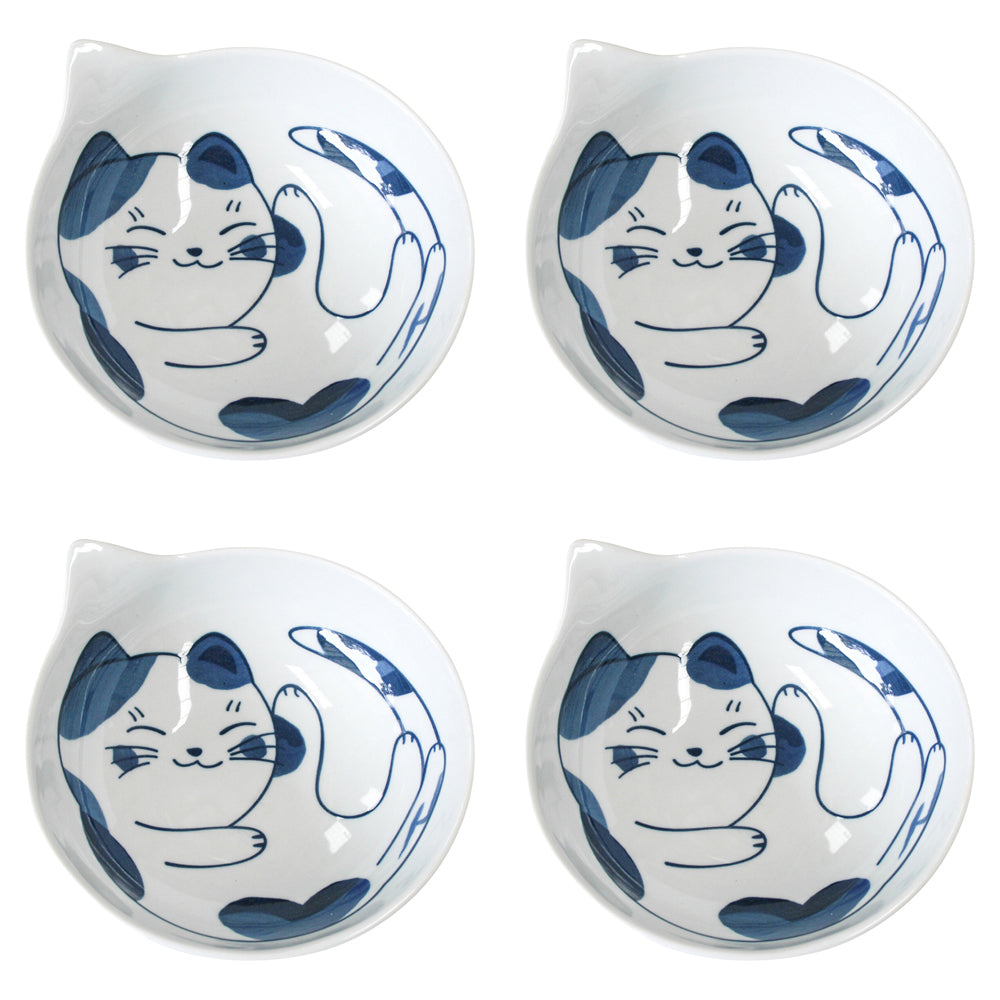 4PK LVD Ceramic 14.5cm Hugsy Cat Bowl Round Dinnerware Medium - White