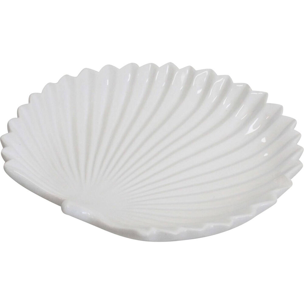2PK LVD Palm Ceramic Plate Trinket Dish Small 15cm - White