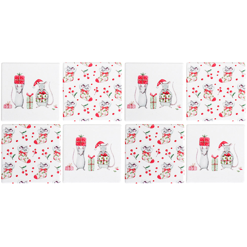 2x 4pc LVD Coasters Xmas Mouse Decorative Barware/Serveware Home Kitchen