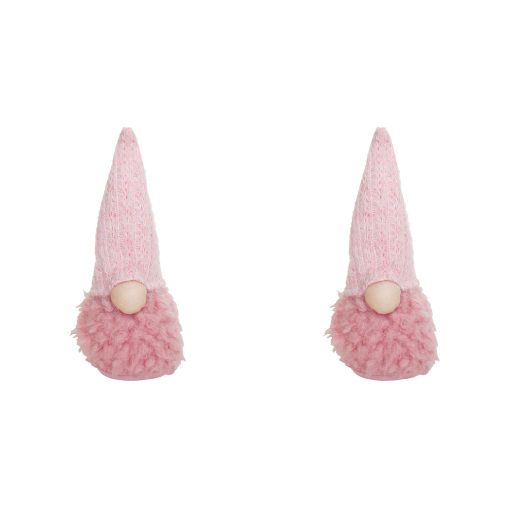 2PK LVD Polyester Fluffy Andie Gnome Home/Living Room Xmas Decor 11x40cm Pink