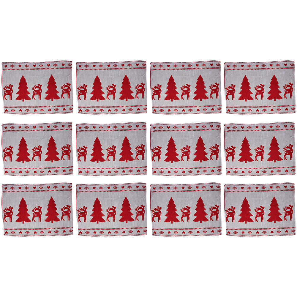 12PK LVD Placemat Christmas Row Decorative Tableware/Serveware