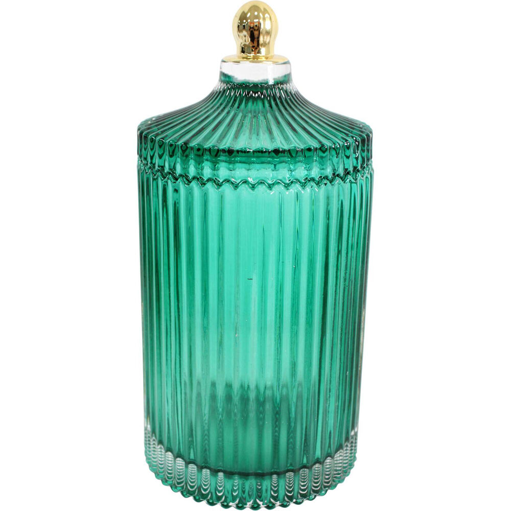 2PK LVD Glass Trinket Box Storage Decor Round Tall 22cm - Azure
