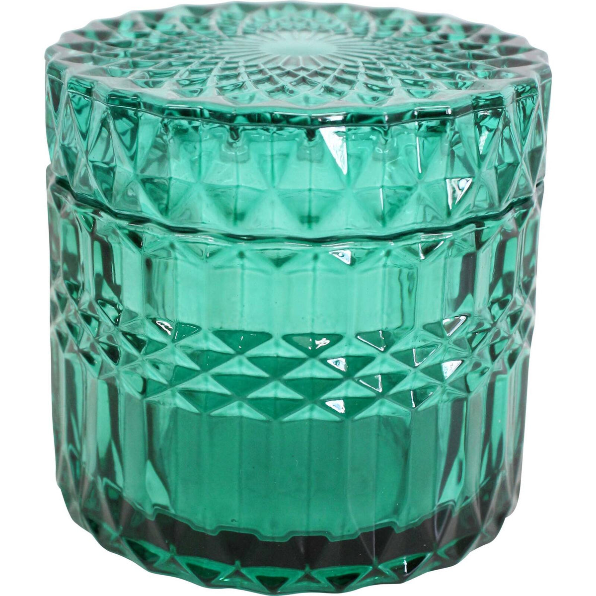 2PK LVD Glass Trinket Box Storage Decor Round Vers Small 9cm - Azure