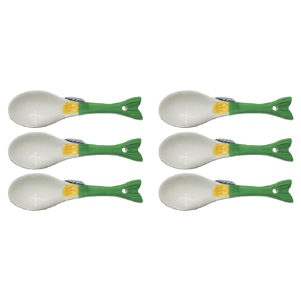 6PK LVD Ceramic 13.5cm Fish Oscar Spoon Food/Soup Serving Utensil